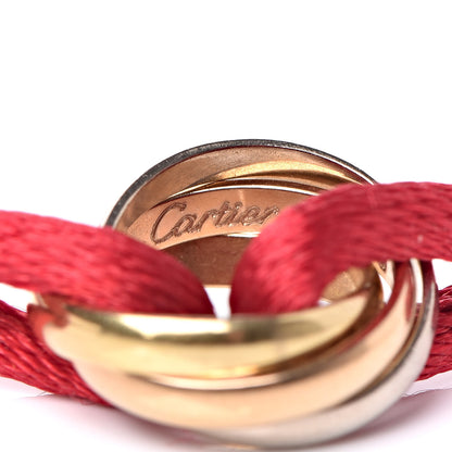 Cartier 18K Pink Yellow White Gold Trinity Cord Bracelet Red 4 of 6