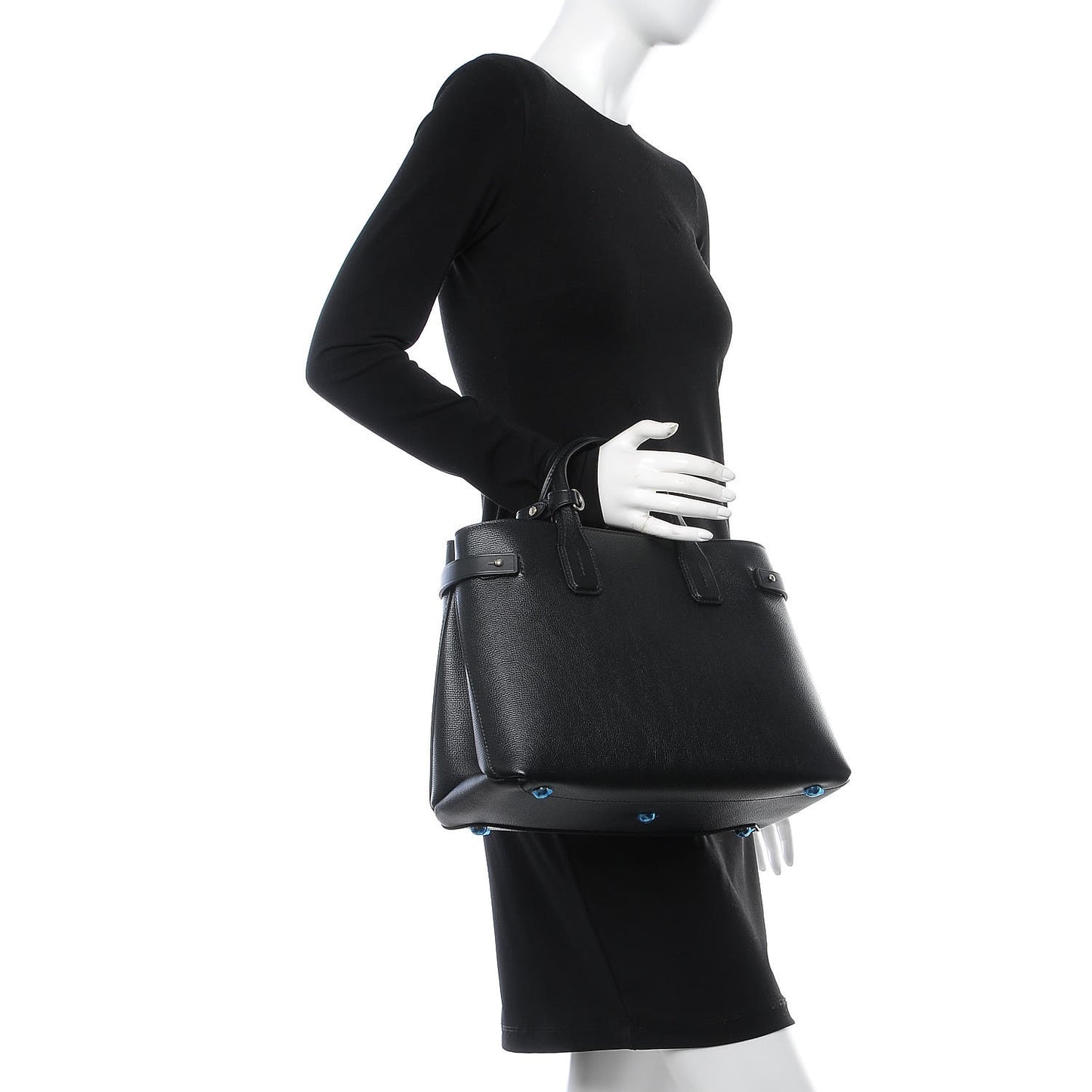 Derby Calfskin House Check Medium Banner Tote Black