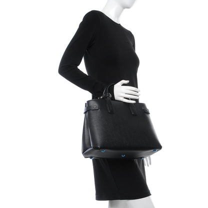 Burberry Derby Calfskin House Check Medium Banner Tote Black 3 of 10