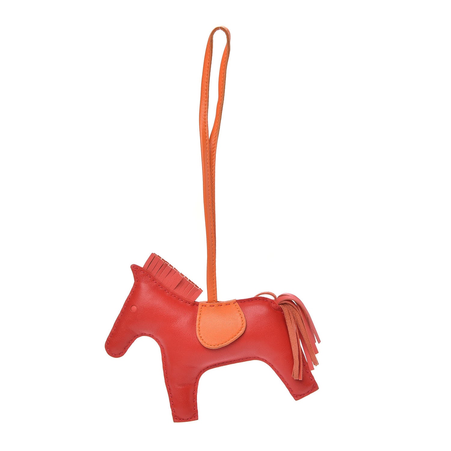Hermes Milo Lambskin Grigri Rodeo Horse Bag Charm MM Rouge Rose Indien Jaipur Feu 1 of 3