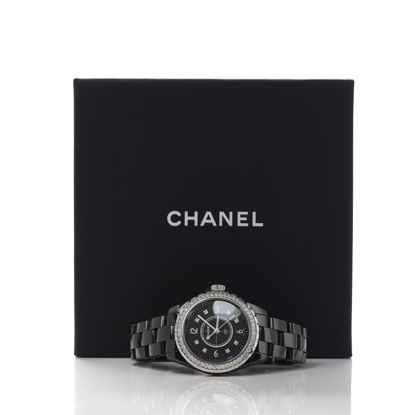 Stainless Steel Ceramic Diamond Bezel 33mm J12 Quartz Watch Black