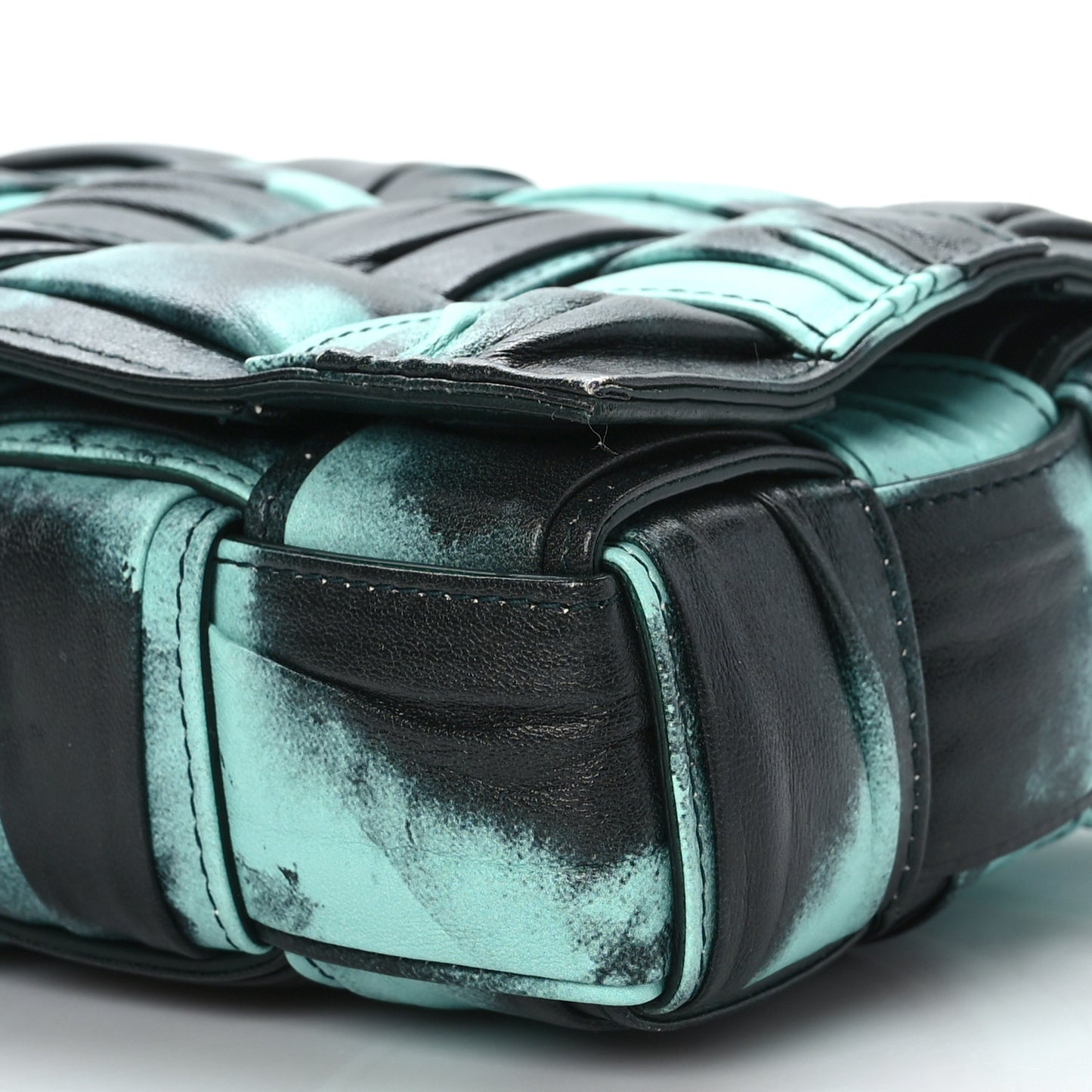 Foulard Tie Dye Maxi Intrecciato Padded Cassette Crossbody Bag Celadon Inkwell
