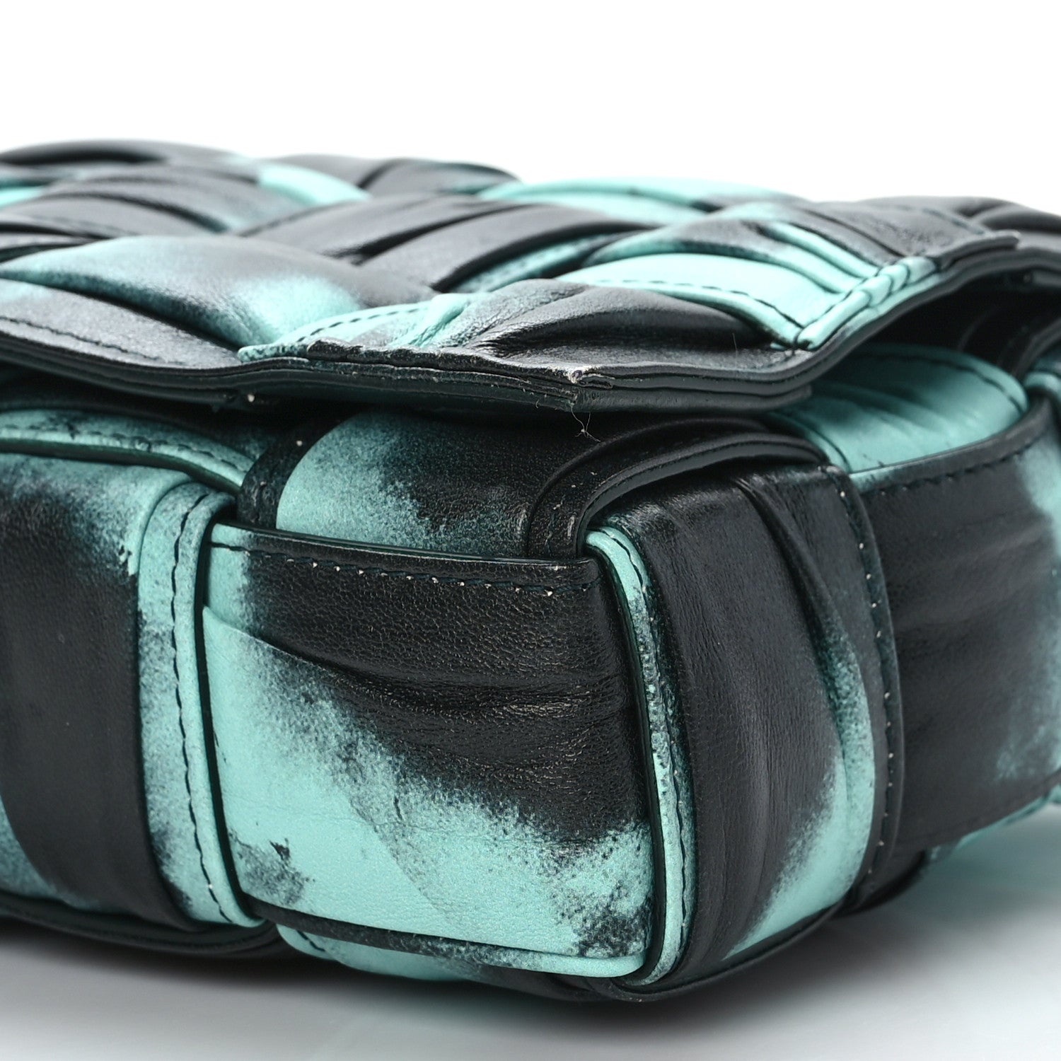 Bottega Veneta Foulard Tie Dye Maxi Intrecciato Padded Cassette Crossbody Bag Celadon Inkwell 8 of 8