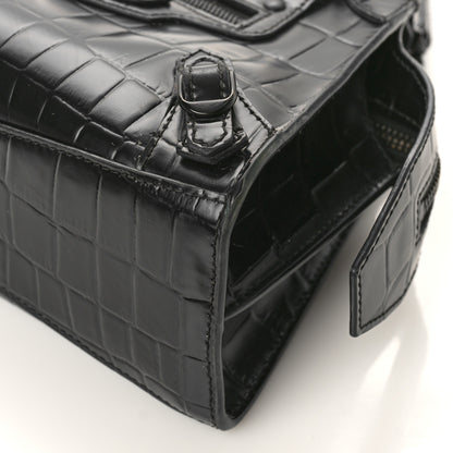 Balenciaga Semi Shiny Calfskin Crocodile Embossed Neo Classic Black Hardware Mini City Black 8 of 10