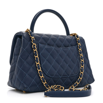 Chanel Caviar Quilted Small Coco Handle Flap Blue 3 of 10