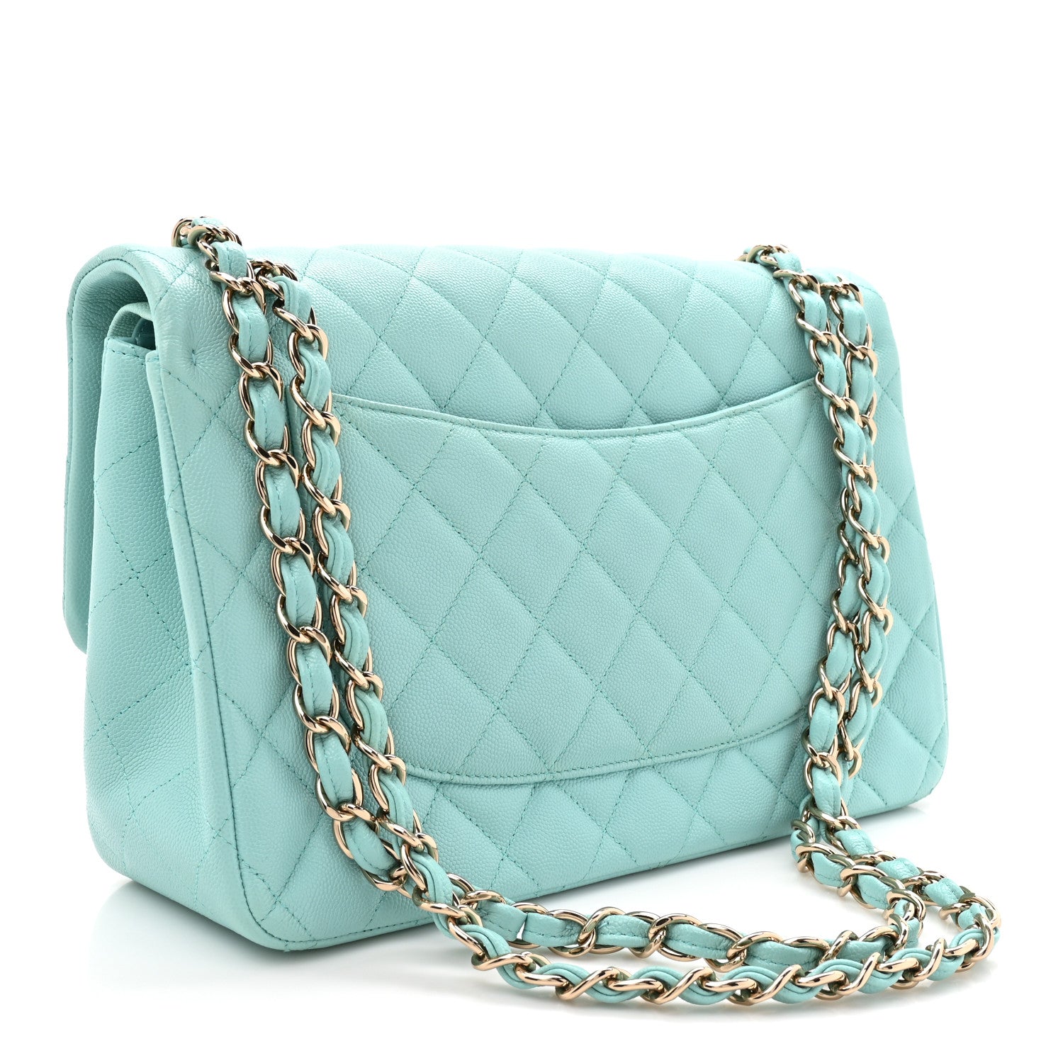 Chanel Caviar Quilted Jumbo Double Flap Light Blue 3 of 12