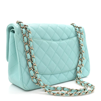 Chanel Caviar Quilted Jumbo Double Flap Light Blue 3 of 12