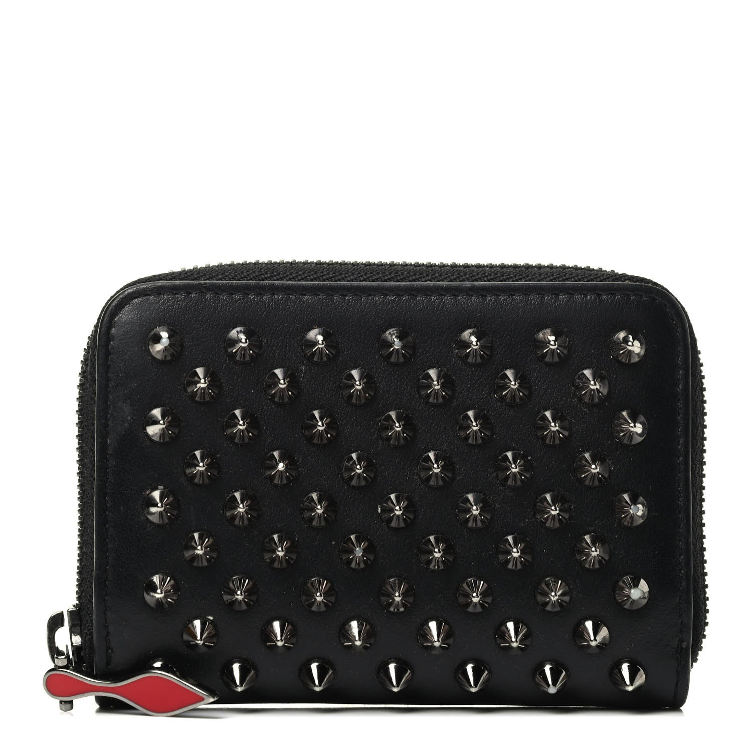 Christian Louboutin Calfskin Spiked Panettone Coin Purse Black 1 of 3