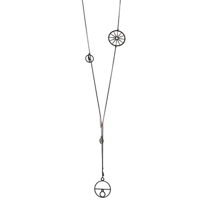 Hermes Sterling Silver 18K Rose Gold Crazy Calèche Lariat Necklace 1 of 8