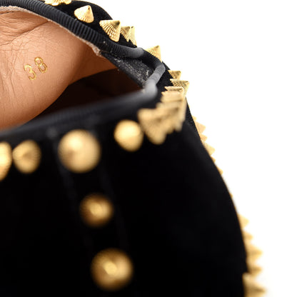 Christian Louboutin Velvet Womens Spikes Pik Boat Sneakers 38 Black 10 of 10