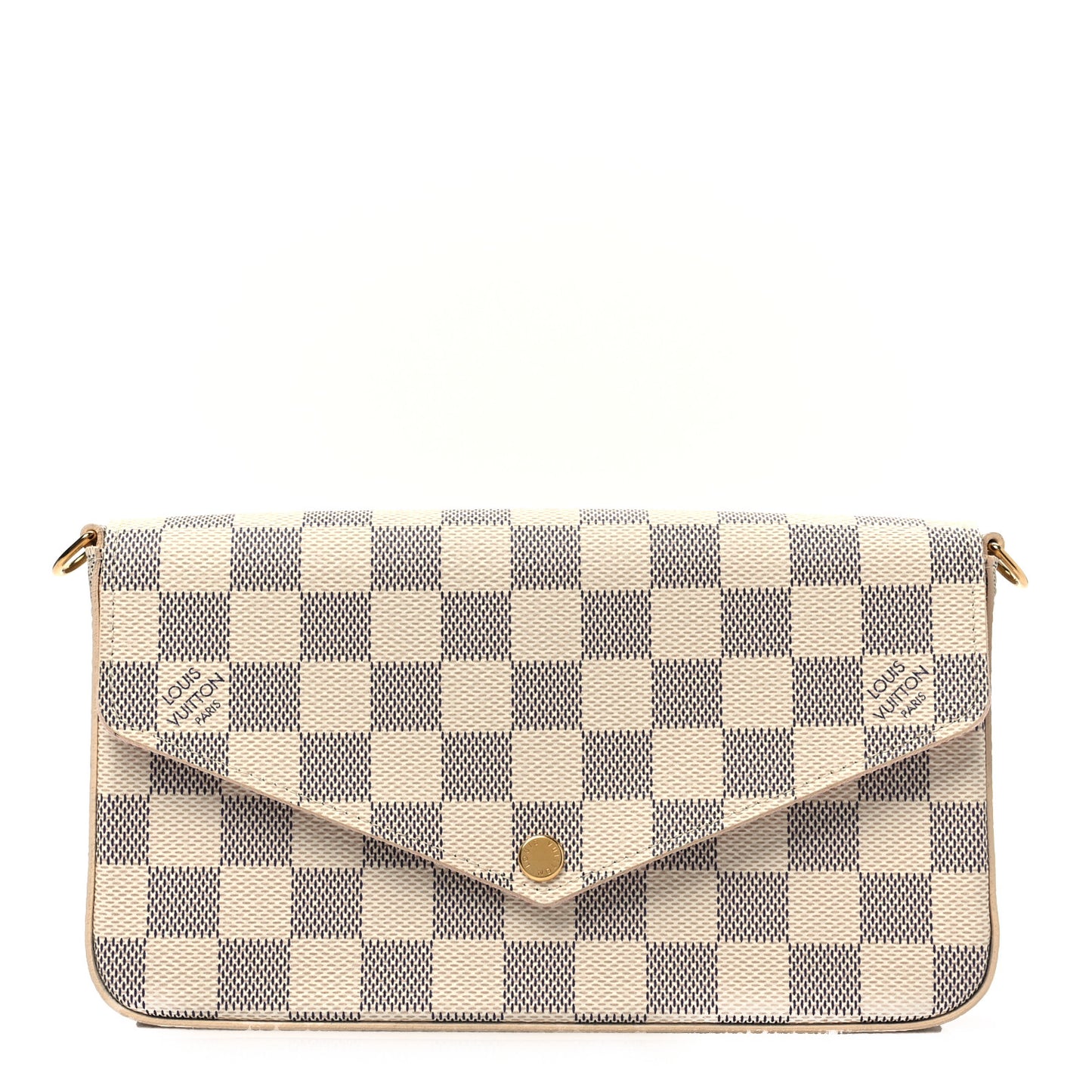 Damier Azur Pochette Felicie Chain Wallet Rose Ballerine