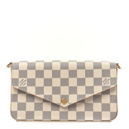 Louis Vuitton Damier Azur Pochette Felicie Chain Wallet Rose Ballerine 1 of 6