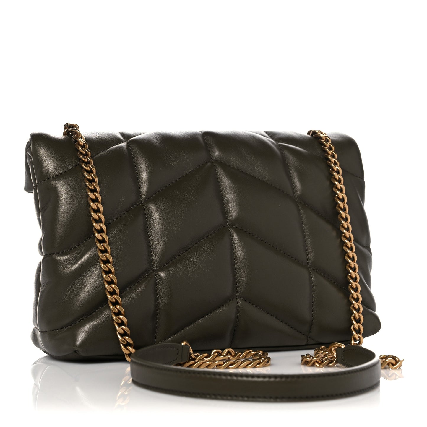 Lambskin Quilted Toy Loulou Puffer Monogram Chain Satchel Seaweed