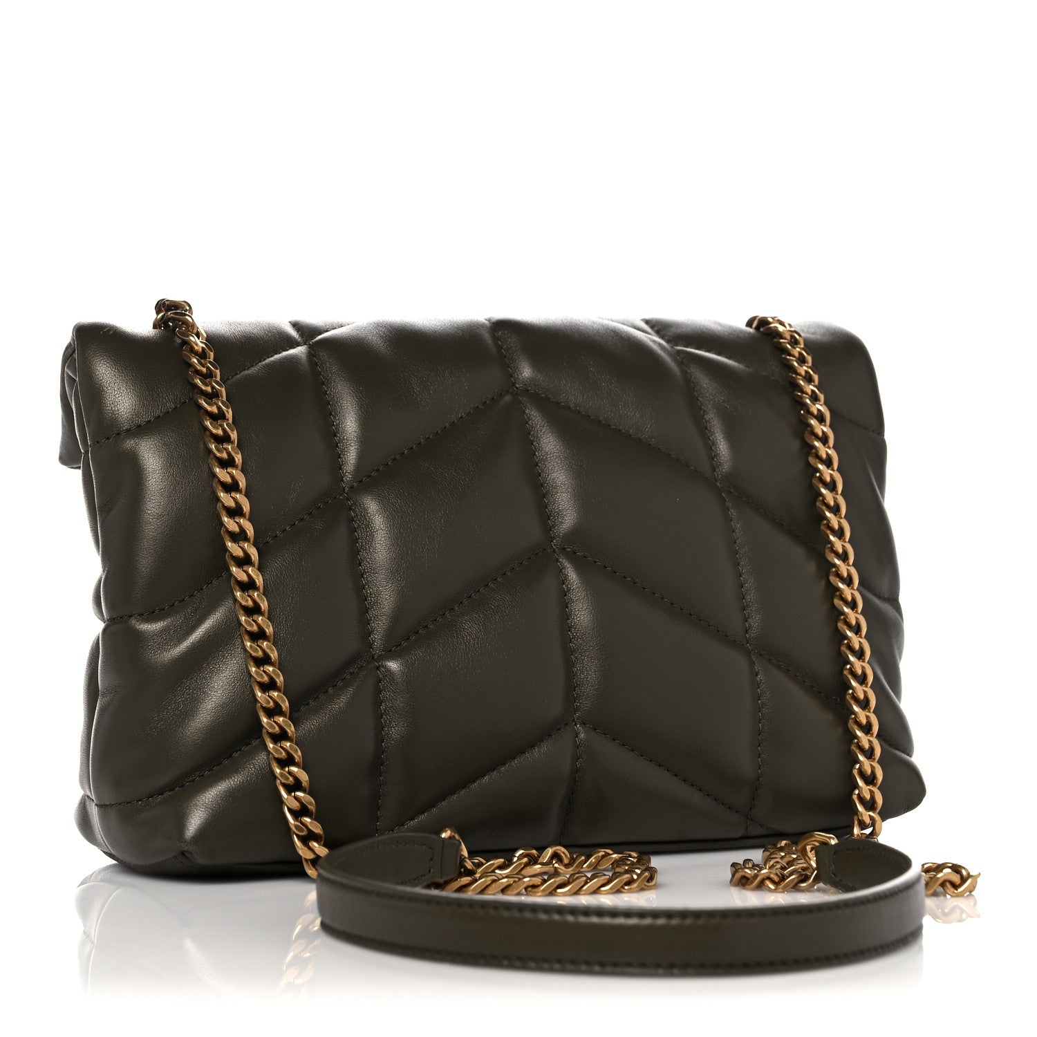 Saint Laurent Lambskin Quilted Toy Loulou Puffer Monogram Chain Satchel Seaweed 3 of 11