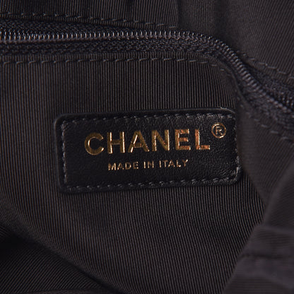 Chanel Tweed Sequin Pearl Drawstring Chain Bag Black Navy 6 of 10