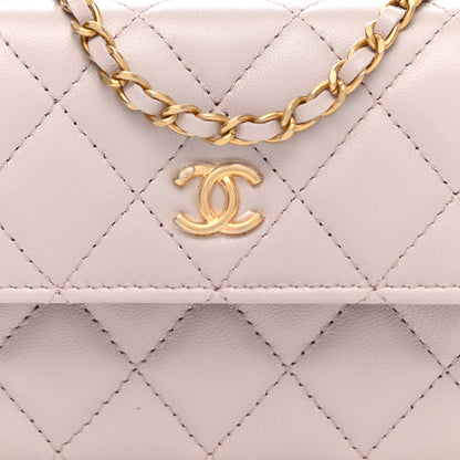 Chanel Lambskin Quilted Pearl Crush Clutch With Chain Light Purple 11 of 12