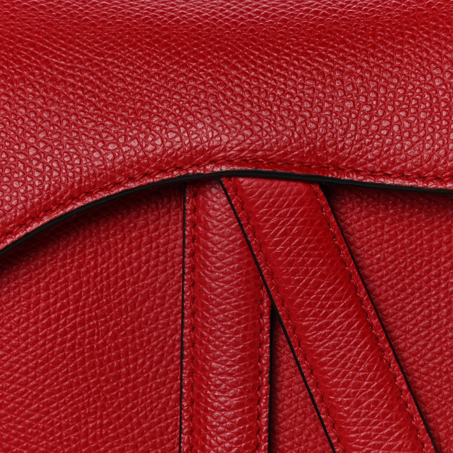Grained Calfskin Mini Saddle Bag Red