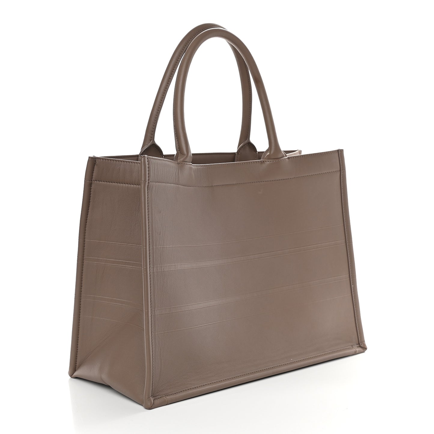 Calfskin Embossed Medium Book Tote Warm Taupe