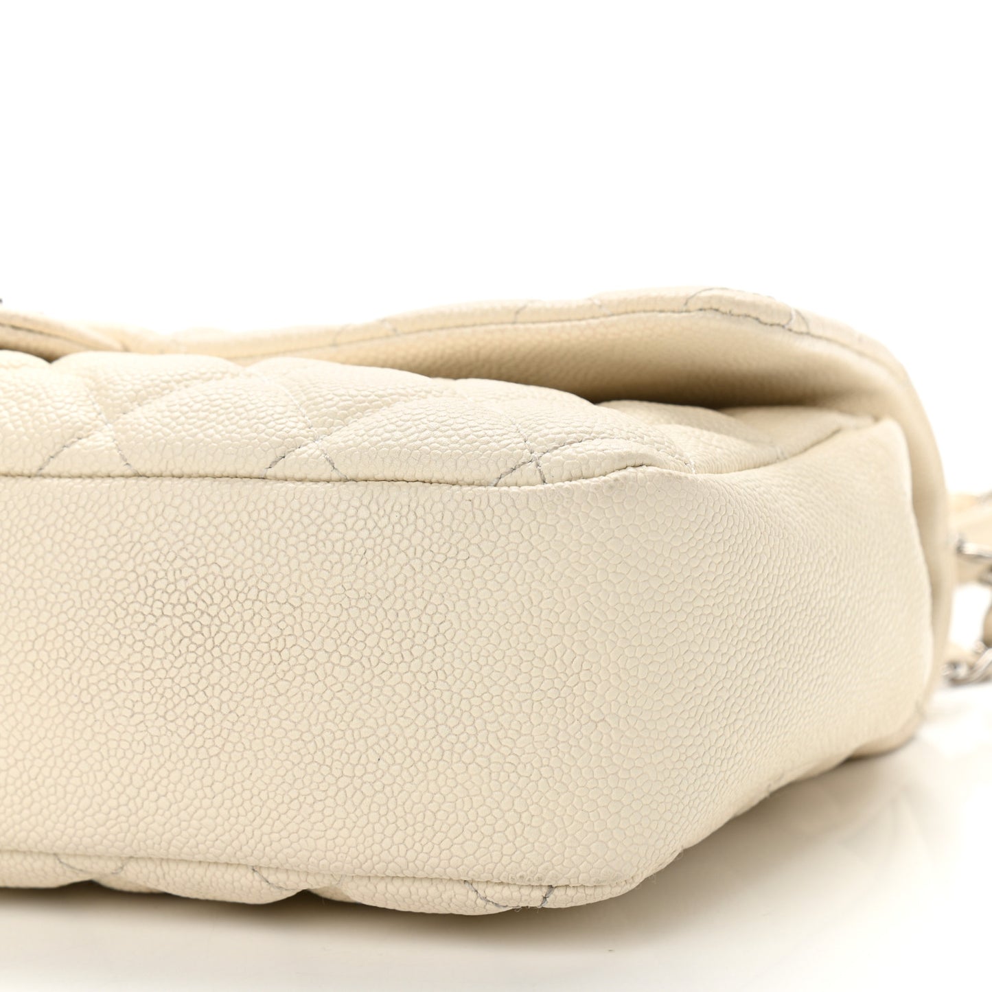 Caviar Quilted Jumbo Easy Flap Dark White