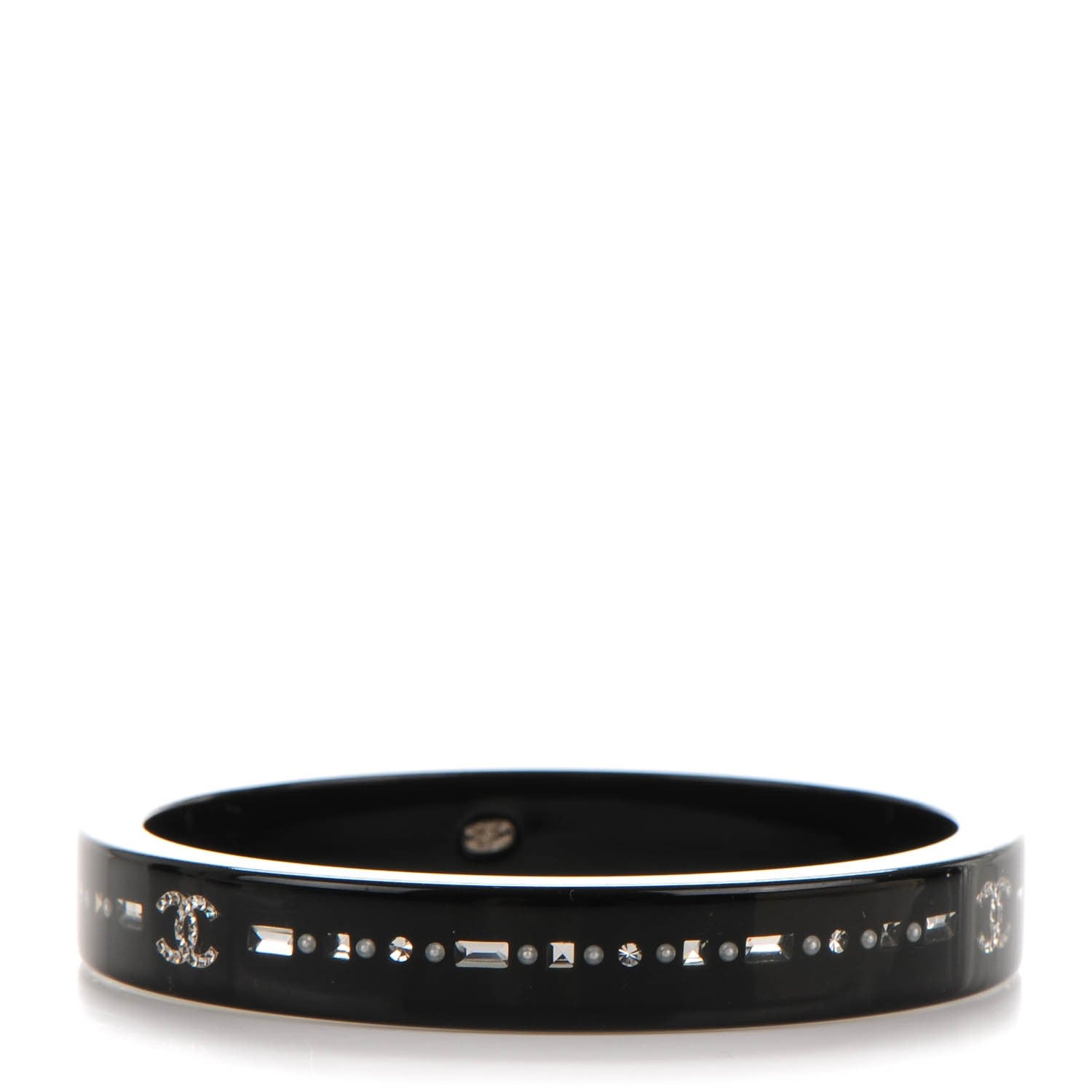 Chanel Resin Crystal CC Bangle Black 1 of 3