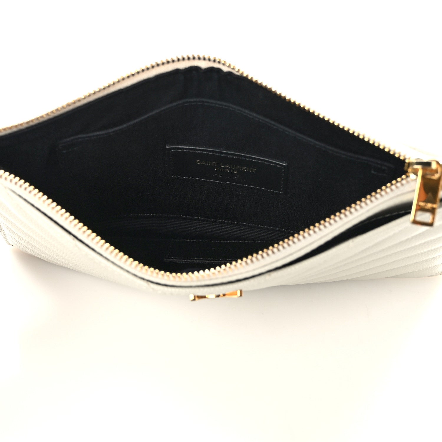 Saint Laurent Grain De Poudre Chevron Monogram Bill Pouch Crema Soft 5 of 9
