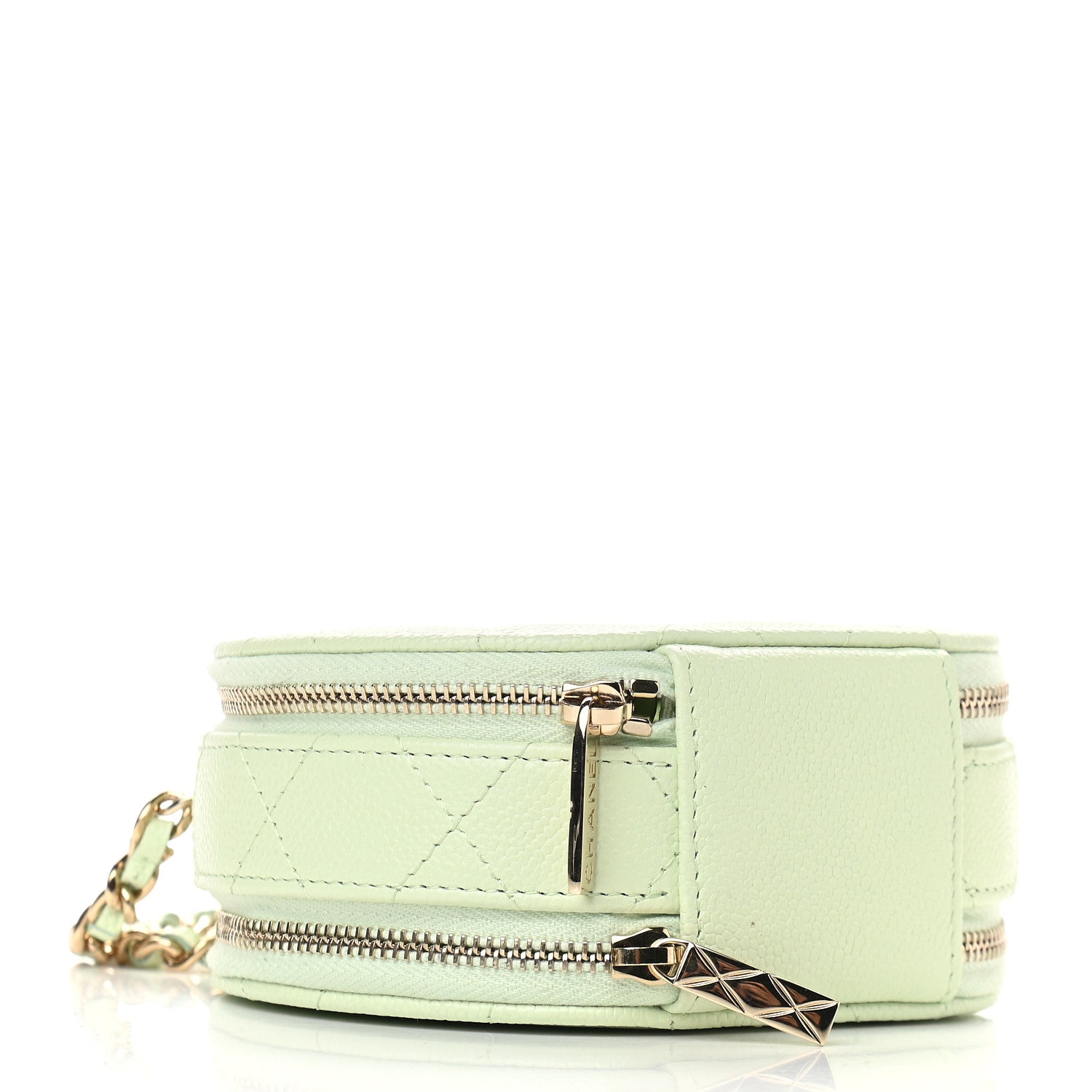 Chanel Caviar Quilted Round Handle With Care Vanity With Chain Light Green 4 of 9