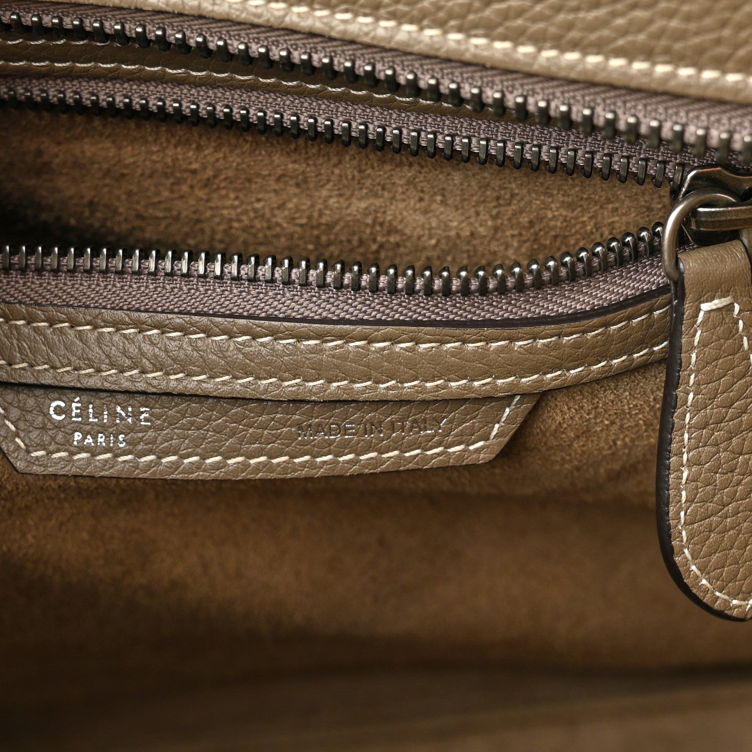 Celine Drummed Calfskin Micro Luggage Souris 6 of 15