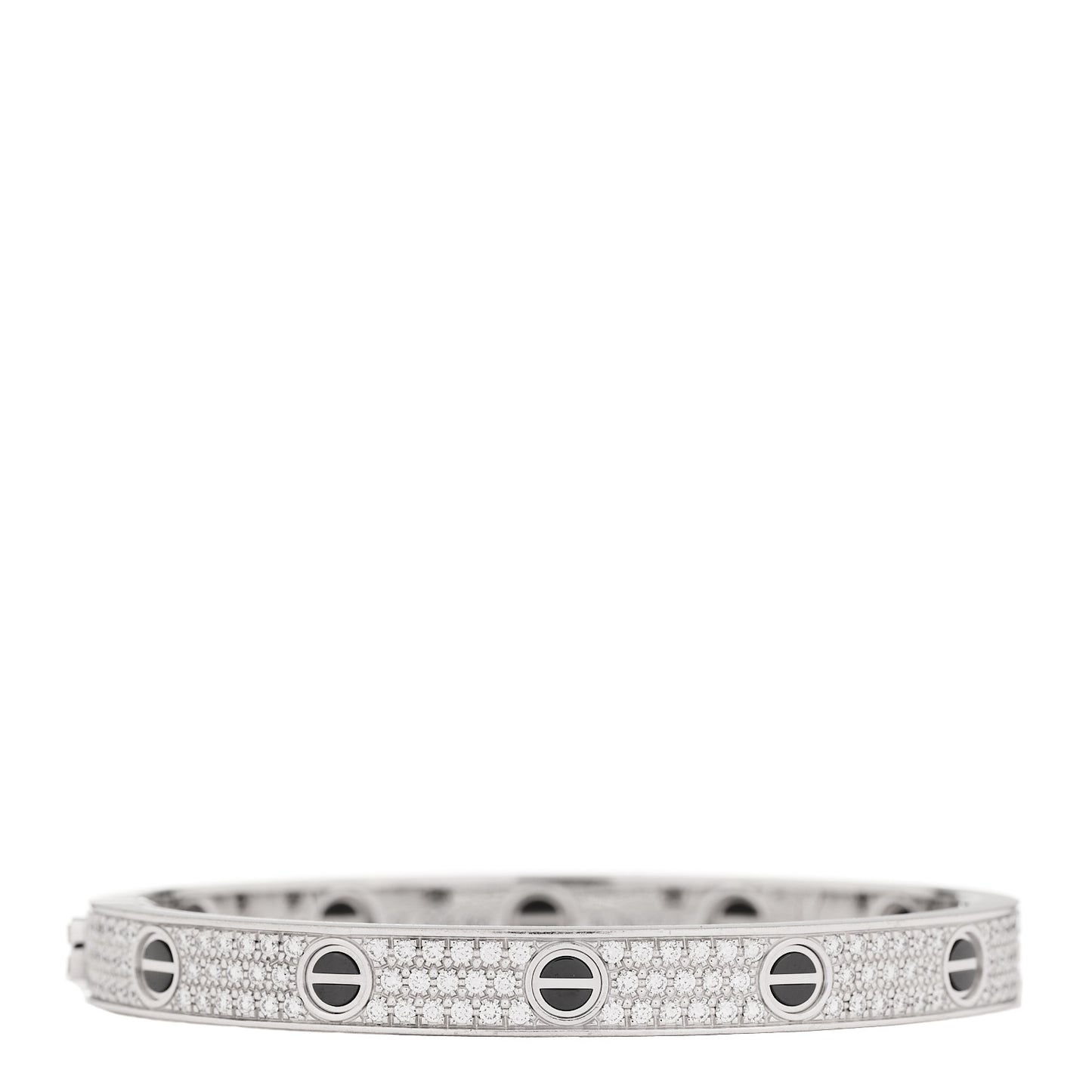 18K White Gold Diamond Ceramic LOVE Paved Bracelet 17
