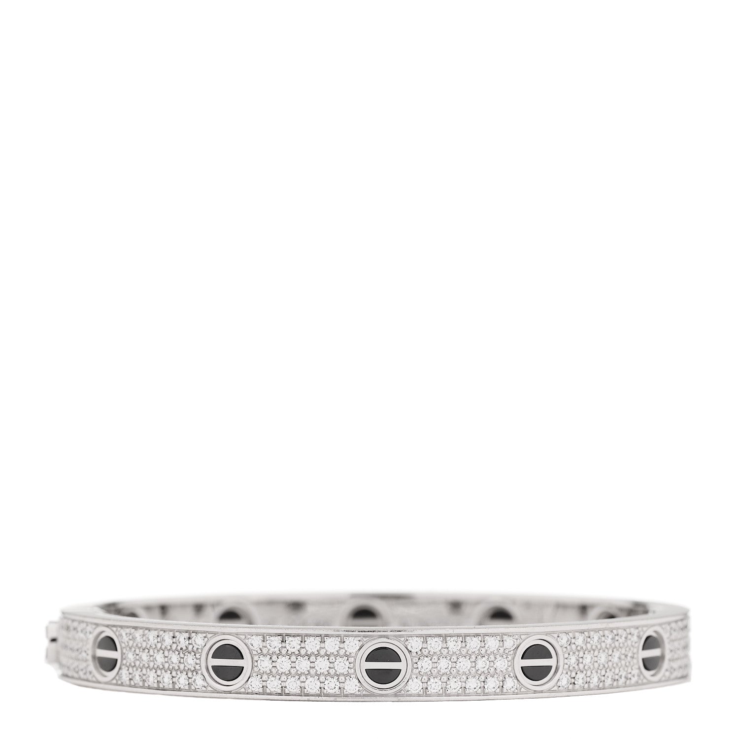 Cartier 18K White Gold Diamond Ceramic LOVE Paved Bracelet 17 1 of 9