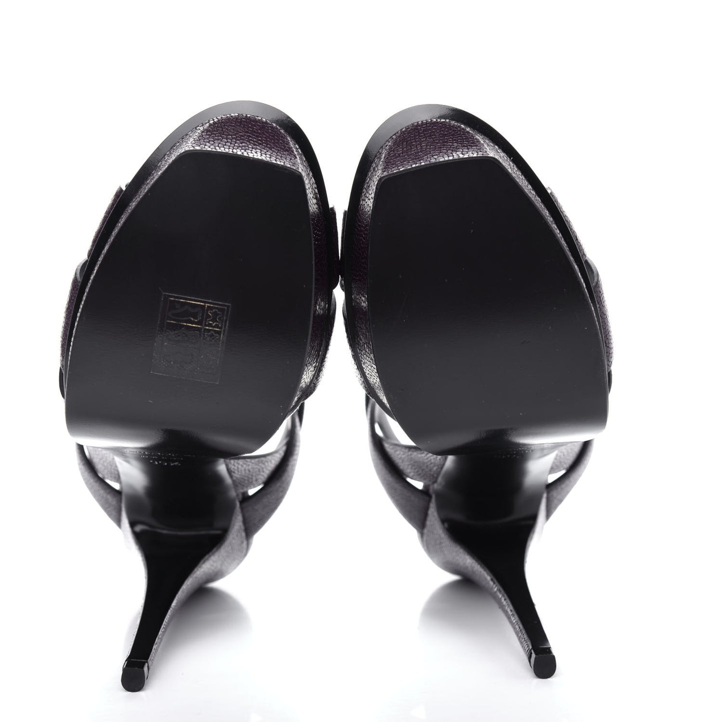 Textured Calfskin Tribute 105 Platform Sandals 39.5 Cigar Burgundy