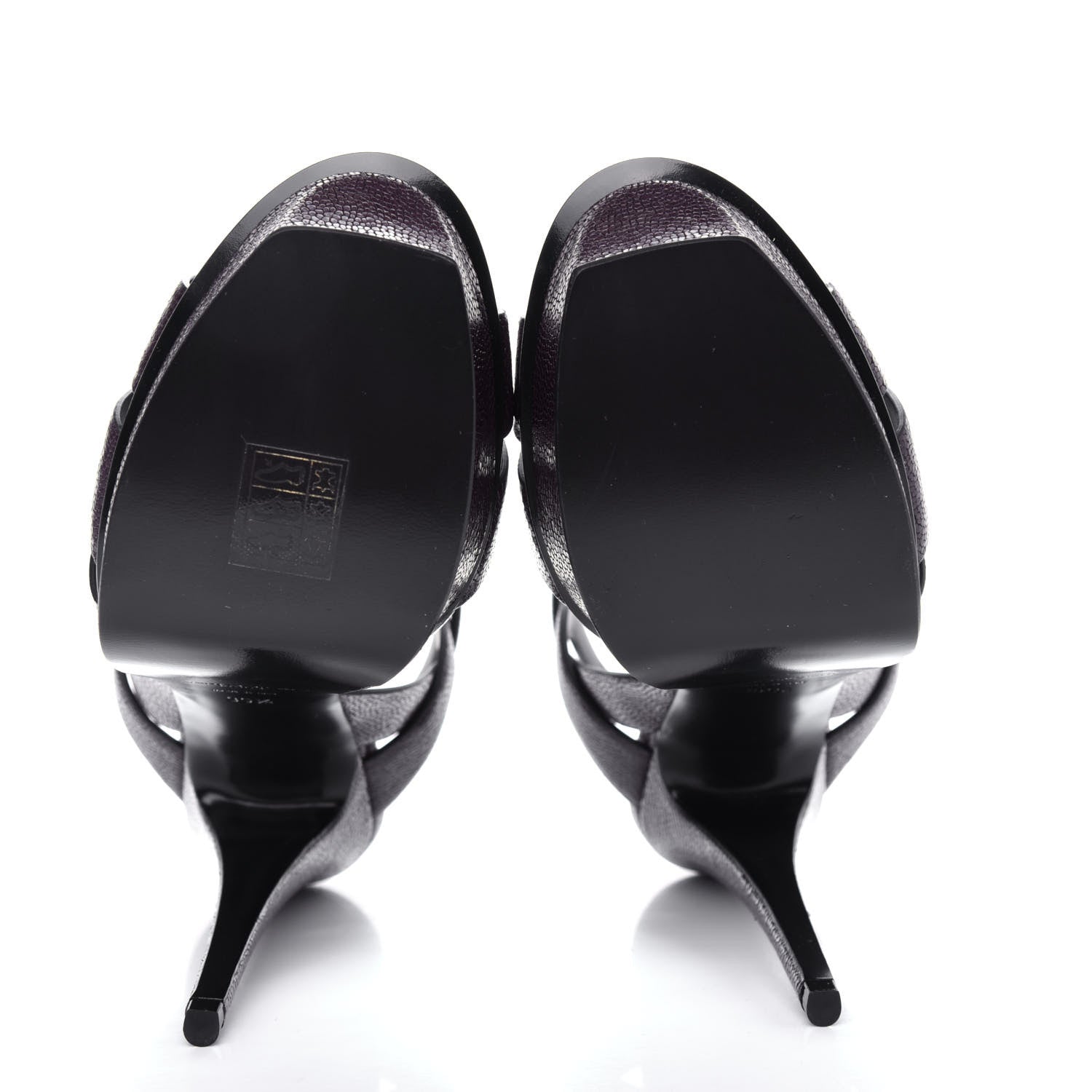 Saint Laurent Textured Calfskin Tribute 105 Platform Sandals 39.5 Cigar Burgundy 6 of 11