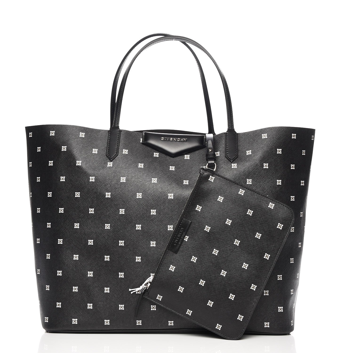 Givenchy Textured Coated Canvas Mini Lilies Print Large Antigona Tote Black 5 of 8