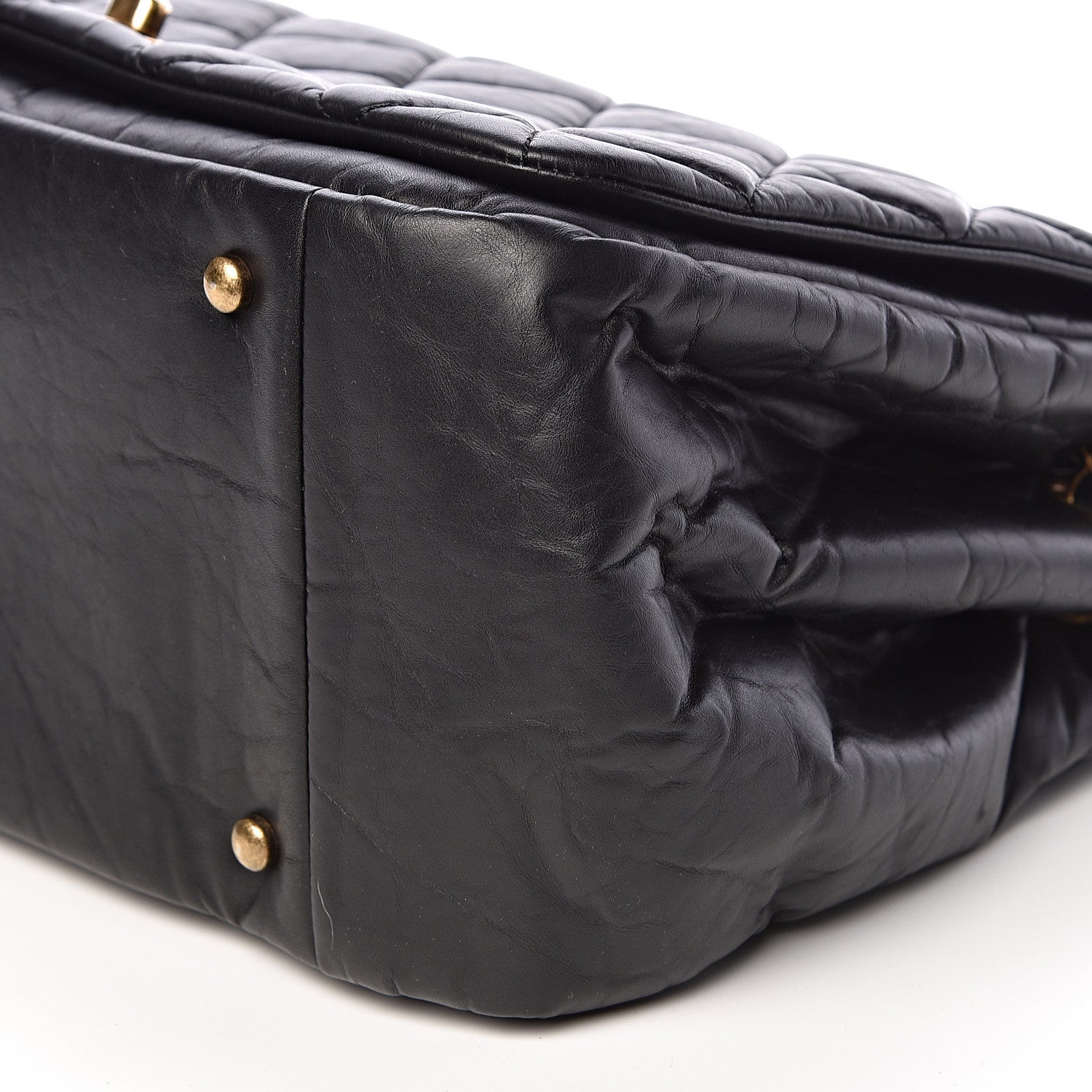 Chanel Aged Calfskin Quilted Large Pondichery Flap Black 10 of 12