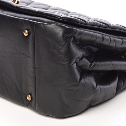 Chanel Aged Calfskin Quilted Large Pondichery Flap Black 10 of 12
