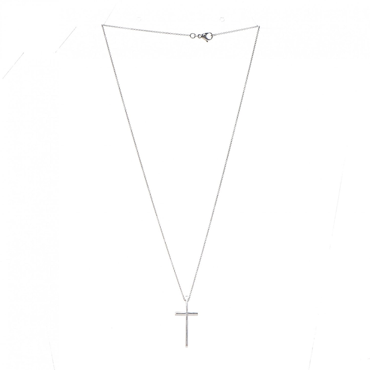 18K White Gold Metro Cross Pendant Necklace