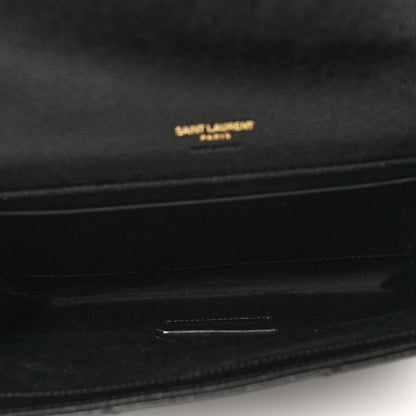 Saint Laurent Grain De Poudre Matelasse Chevron Monogram Envelope Clutch Black 5 of 8