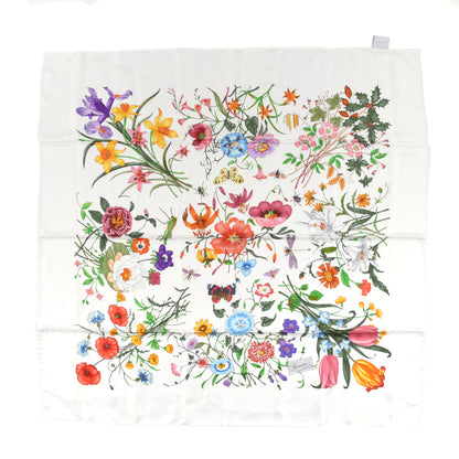 Gucci Silk Twill Flora Square Scarf White 1 of 3