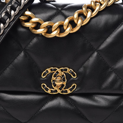 Chanel Goatskin Quilted Large 19 Flap Black 11 of 11