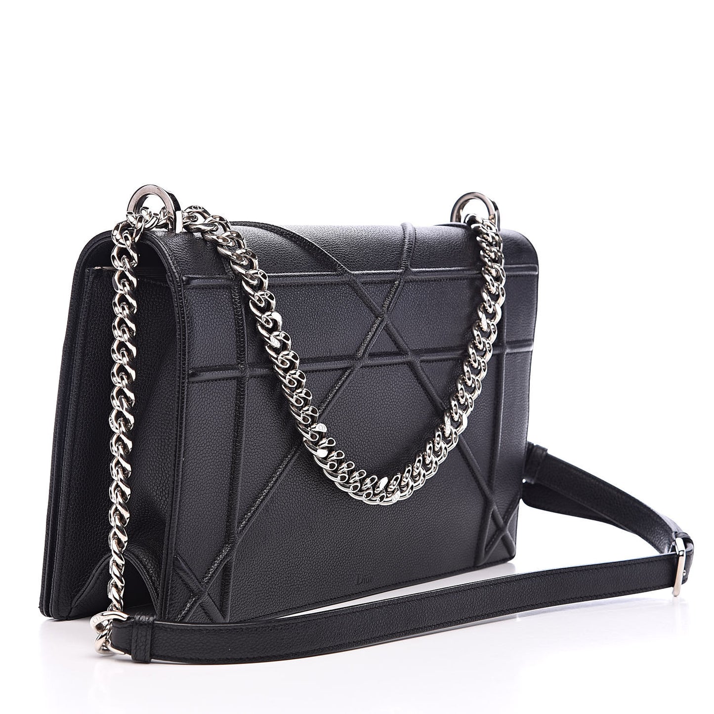 Grained Calfskin Large Diorama Flap Bag Black