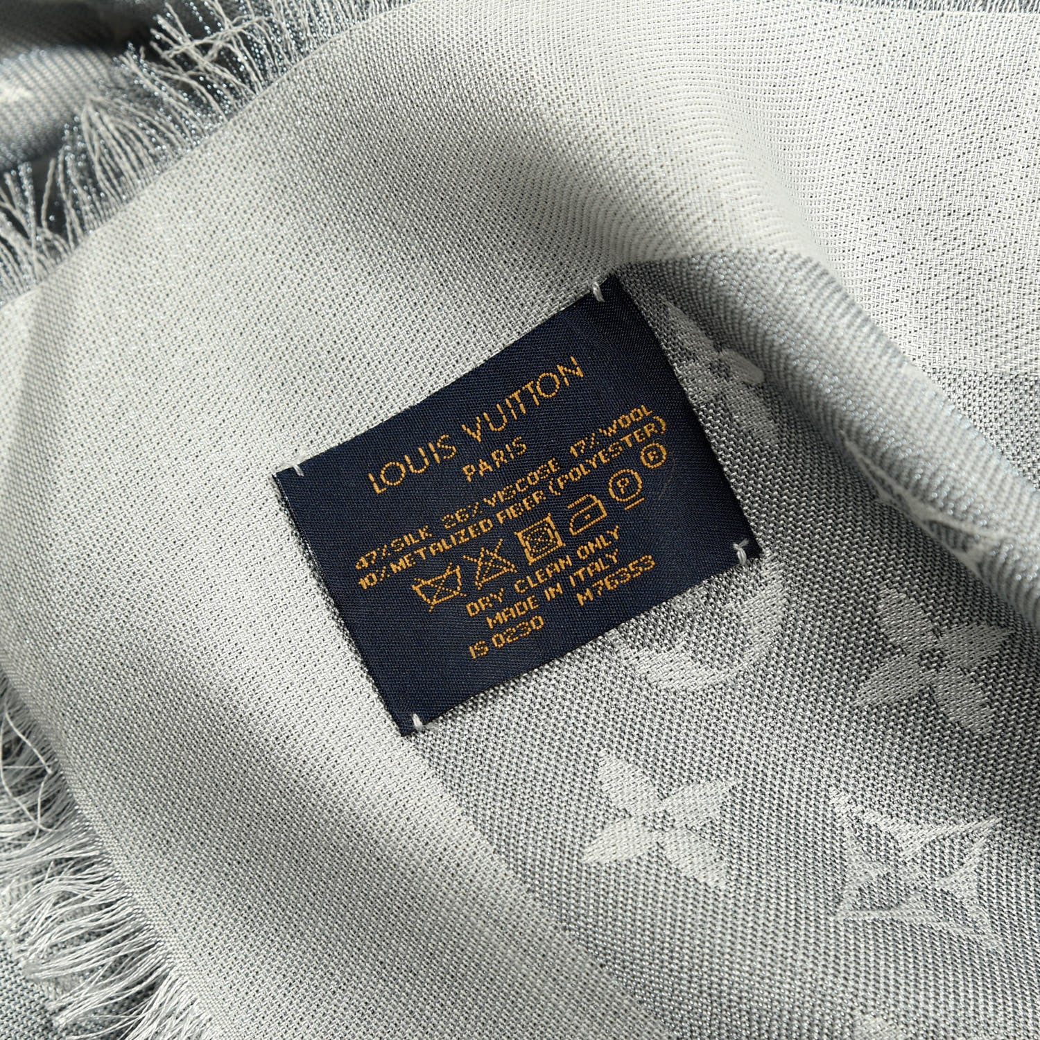 Louis Vuitton Silk Lurex Wool Monogram Shine Shawl Glacier 3 of 4