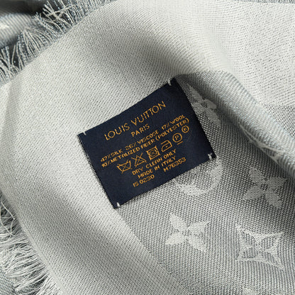 Louis Vuitton Silk Lurex Wool Monogram Shine Shawl Glacier 3 of 4