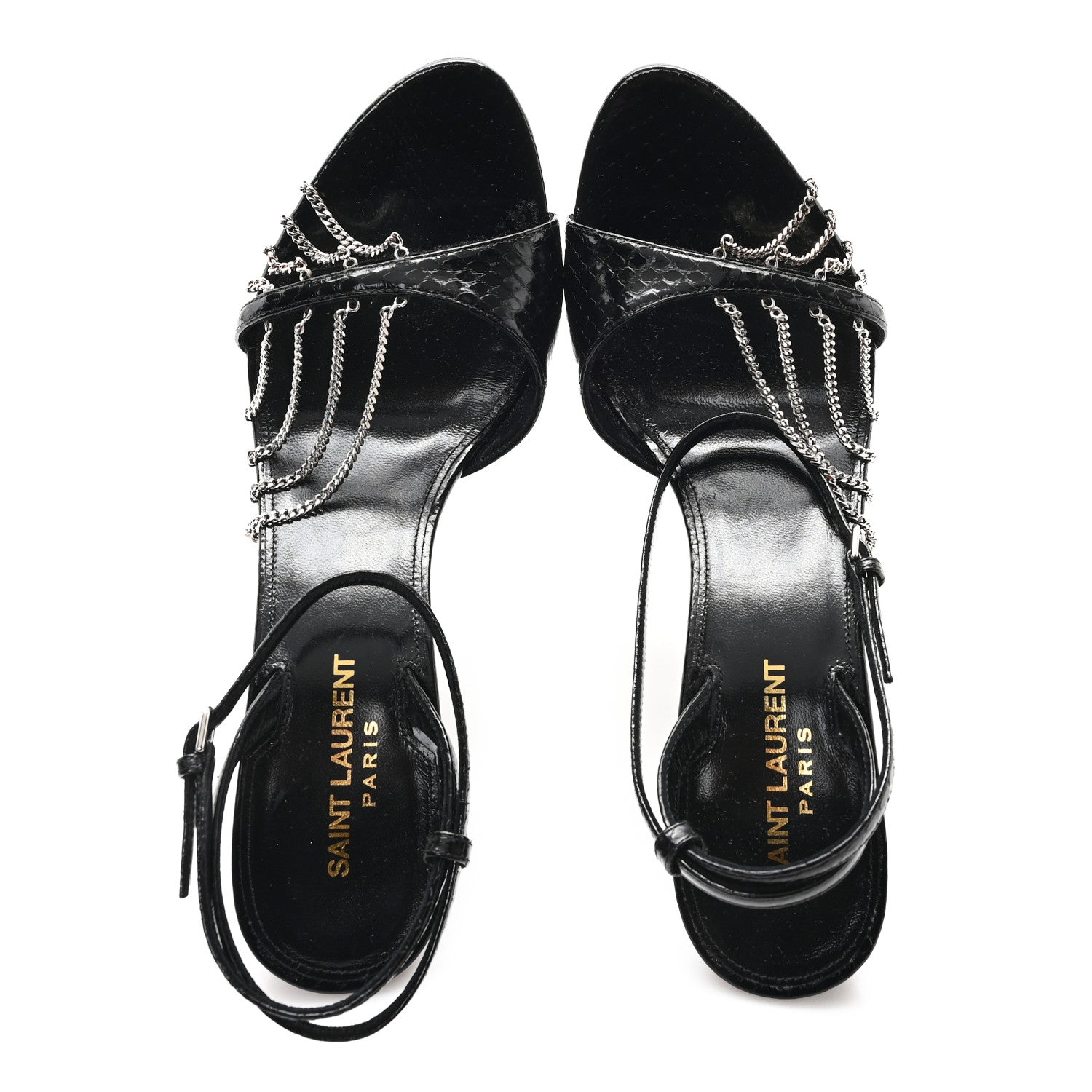 Saint Laurent Ayers Chain Sexy 100 Sandals 39.5 Black 2 of 9