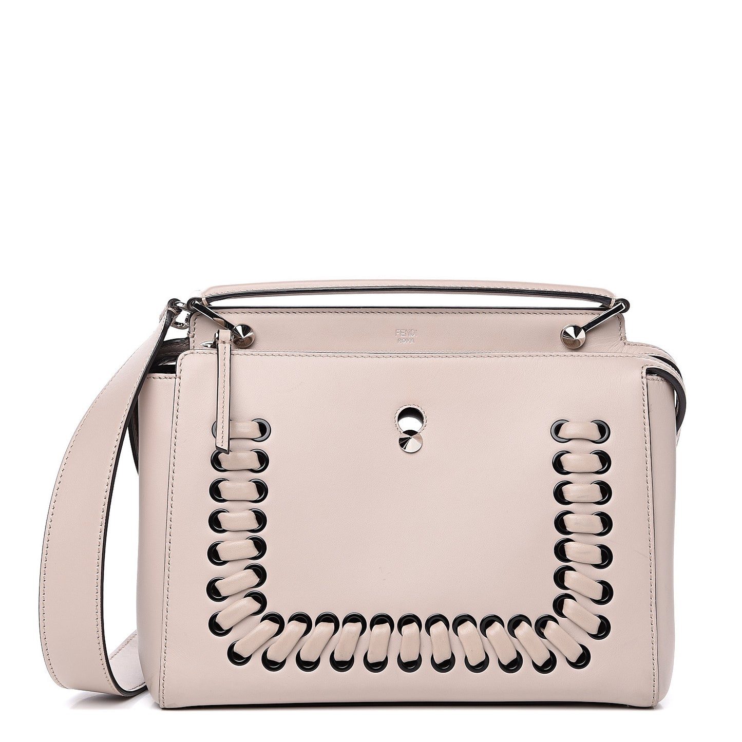 Vitello Baltico Dolce Shiny Nappa Lace Up DotCom Satchel Grigio Polvere