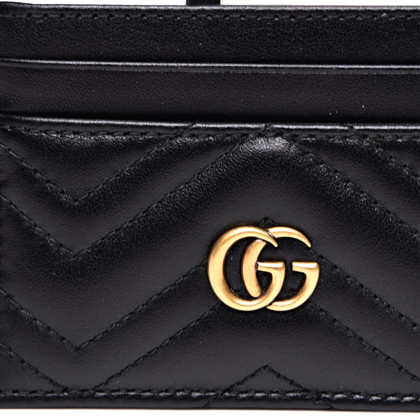 Calfskin Matelasse GG Marmont Card Holder Black