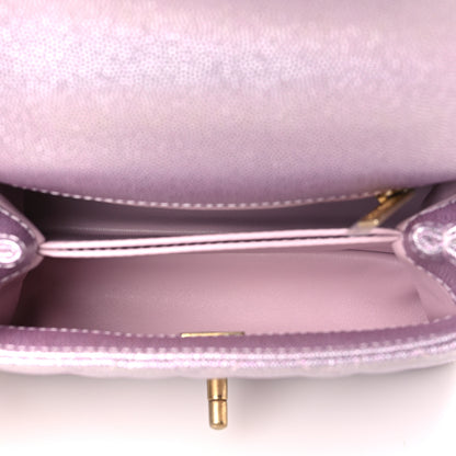 Chanel Metallic Caviar Quilted Extra Mini Coco Handle Flap Light Pink 5 of 9