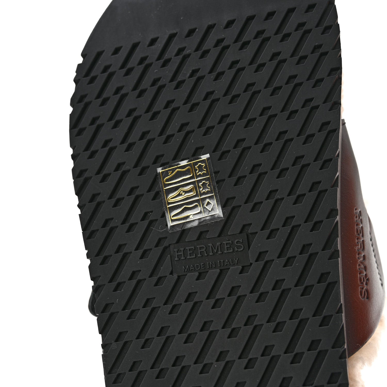 Hermes Calfskin Woolskin Womens Chypre Sandals 36 Black Ecru 9 of 12
