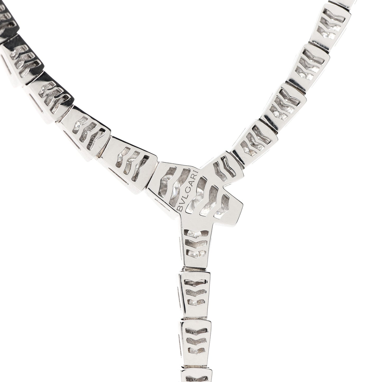 18K White Gold Diamond Serpenti Viper Slim Pave Necklace