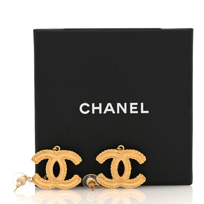 Chanel CC Drop Earrings Matte Gold 5 of 5