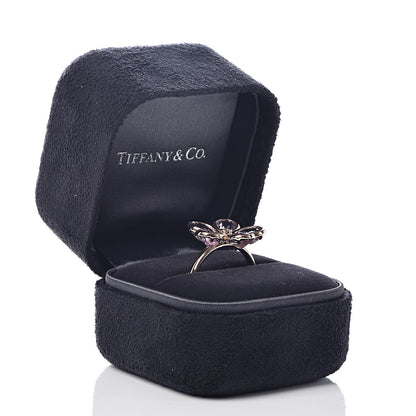 Tiffany 18K Rose Gold Amethyst Diamond Sparklers Flower Ring 51 5.75 6 of 6