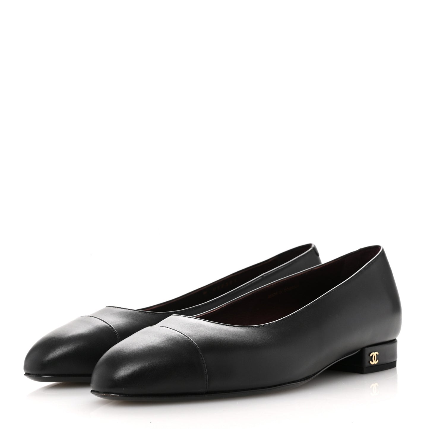 Lambskin Cap Toe CC Uniform Ballerina Flats 38 Black